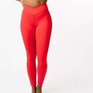 Zyia Red Leopard 24" Leggings Scrunchy What Light n Tight Crossover Waist 12